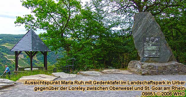 Aussichtspunkt Maria Ruh im Landschaftspark in Urbar gegenber der Loreley zwischen Oberwesel und St. Goar am Rhein