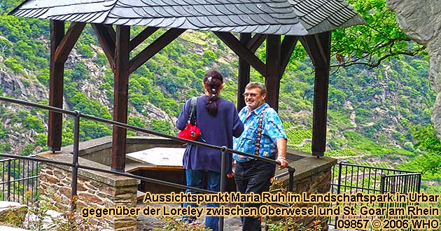 Aussichtspunkt Maria Ruh im Landschaftspark in Urbar gegenber der Loreley zwischen Oberwesel und St. Goar am Rhein